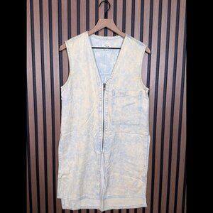 Helmut Lang Denim Dress Small Womens Blue White Acid Modal Zip Up Sleeveless